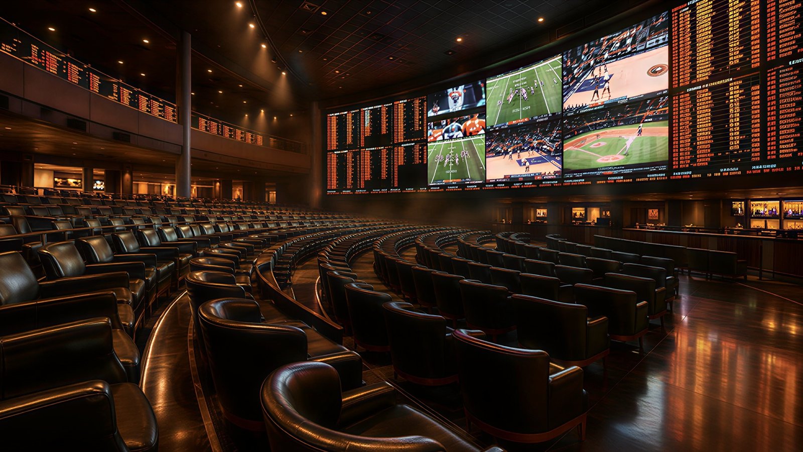 Sportsbook odds boards showing live lines and totals